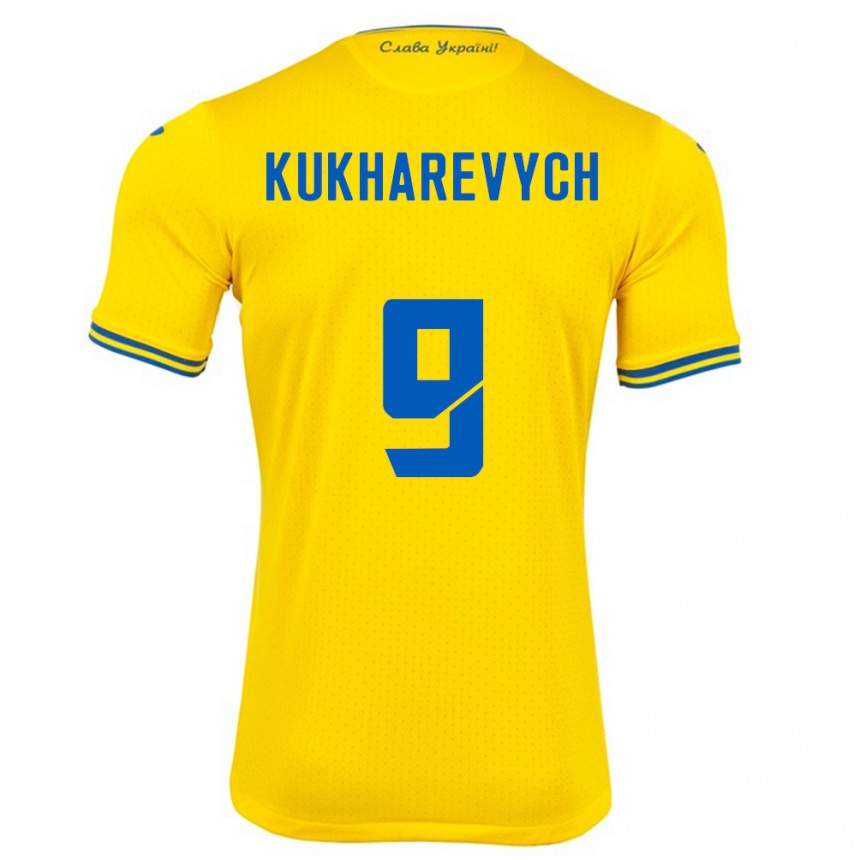 Men Football Ukraine Mykola Kukharevych #9 Yellow Home Jersey 24-26 T-Shirt Canada