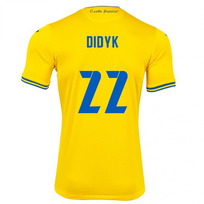 Men Football Ukraine Roman Didyk #22 Yellow Home Jersey 24-26 T-Shirt Canada