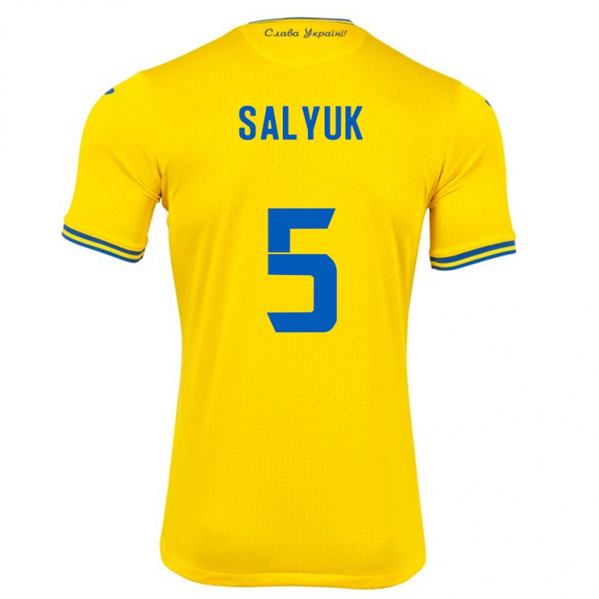 Men Football Ukraine Volodymyr Salyuk #5 Yellow Home Jersey 24-26 T-Shirt Canada