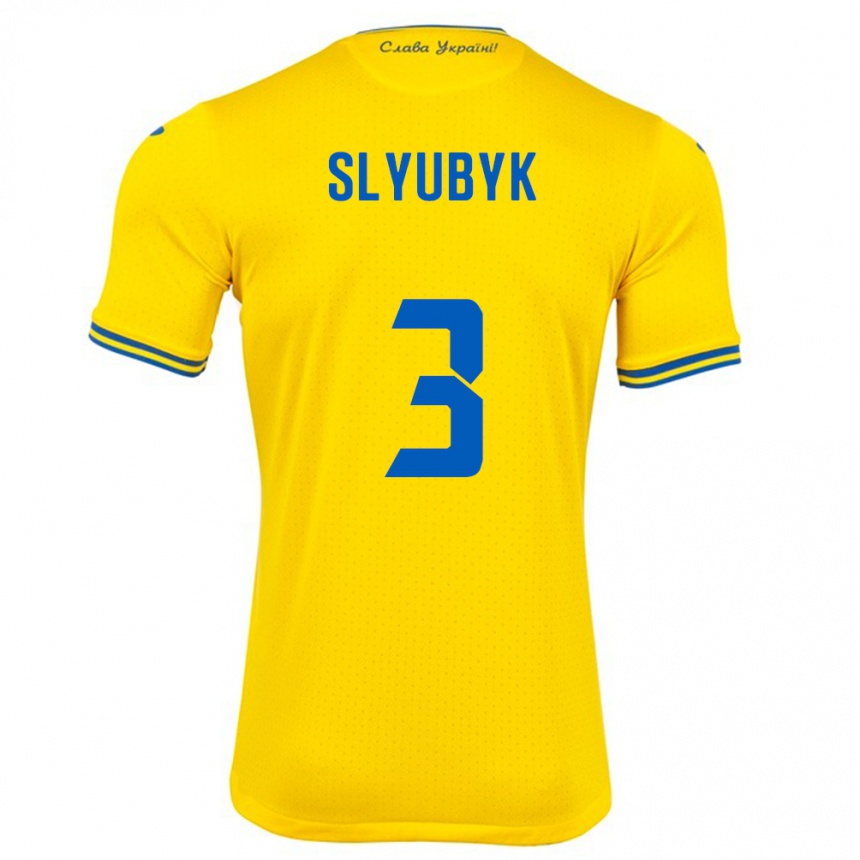 Men Football Ukraine Bogdan Slyubyk #3 Yellow Home Jersey 24-26 T-Shirt Canada