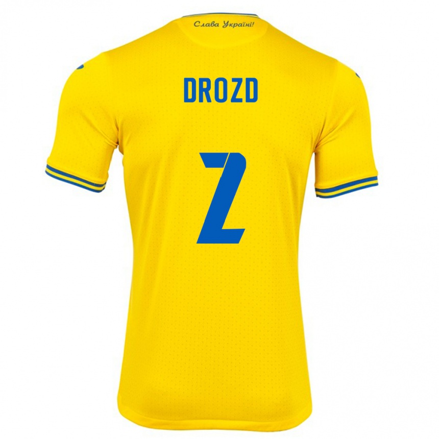 Men Football Ukraine Anton Drozd #2 Yellow Home Jersey 24-26 T-Shirt Canada