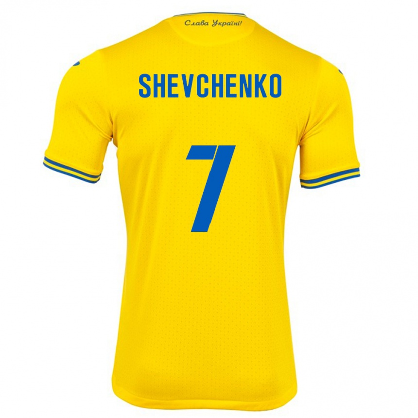 Men Football Ukraine Kristian Shevchenko #7 Yellow Home Jersey 24-26 T-Shirt Canada