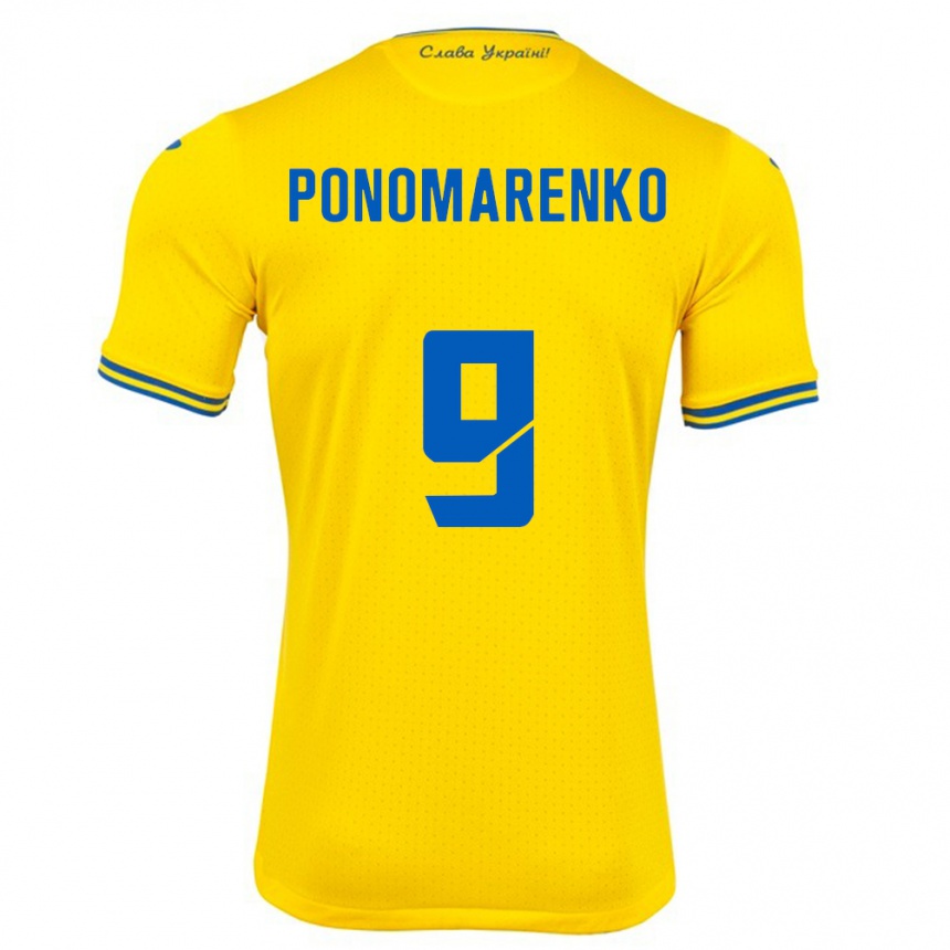 Men Football Ukraine Matviy Ponomarenko #9 Yellow Home Jersey 24-26 T-Shirt Canada