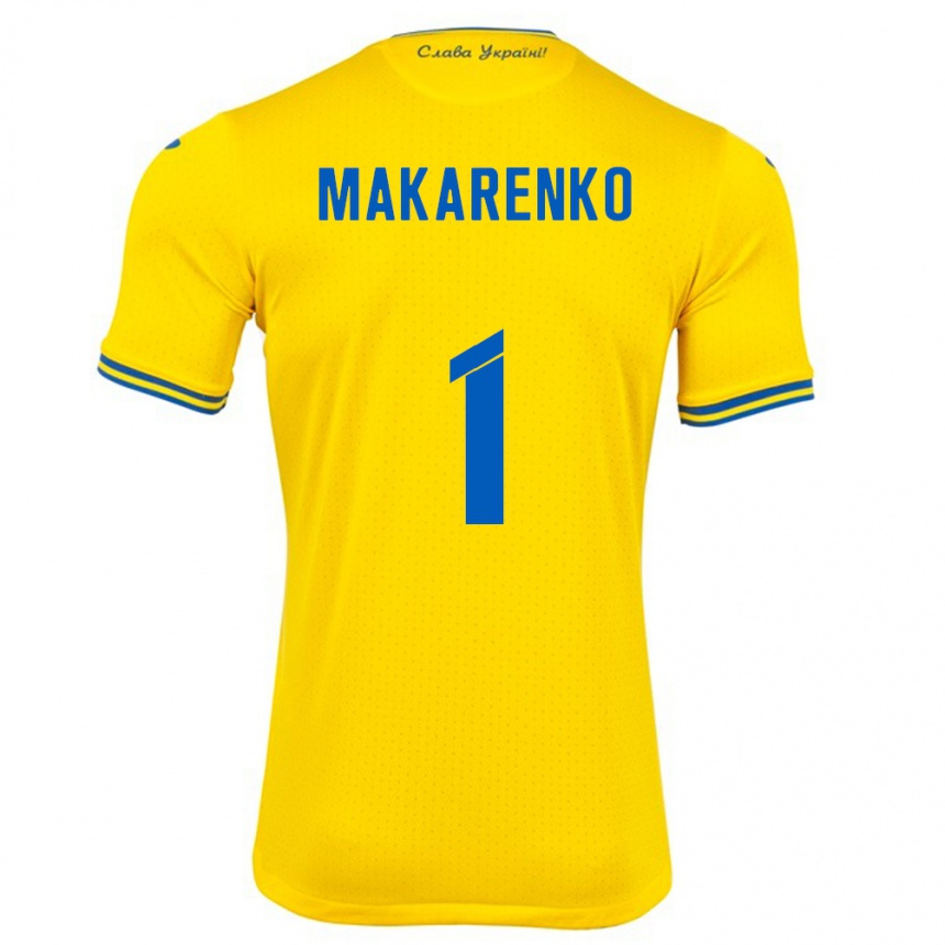 Men Football Ukraine Nazar Makarenko #1 Yellow Home Jersey 24-26 T-Shirt Canada