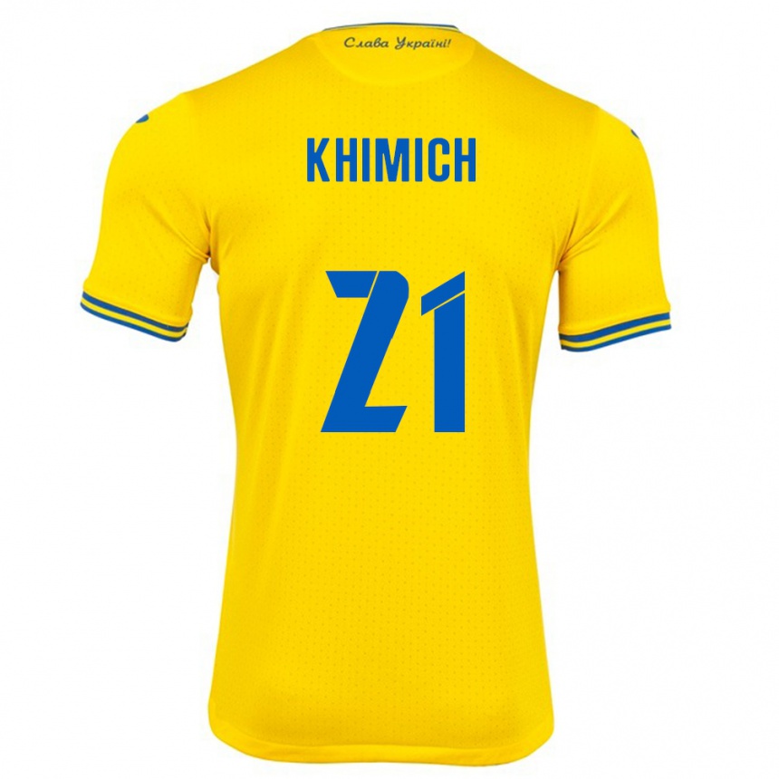 Men Football Ukraine Tamila Khimich #21 Yellow Home Jersey 24-26 T-Shirt Canada