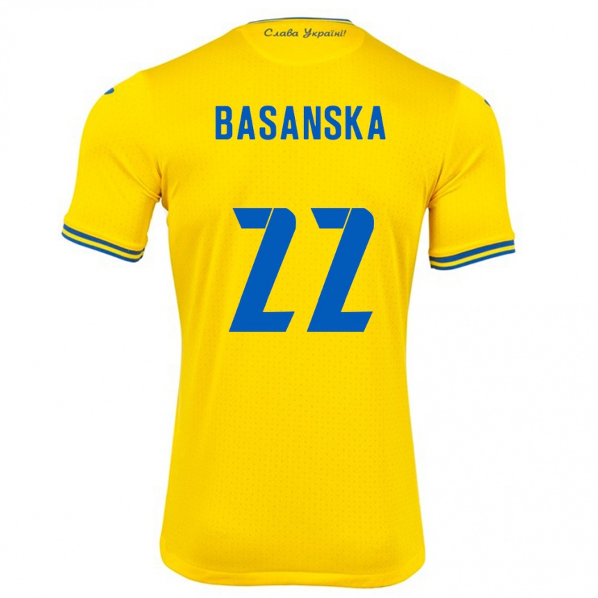 Men Football Ukraine Olga Basanska #22 Yellow Home Jersey 24-26 T-Shirt Canada