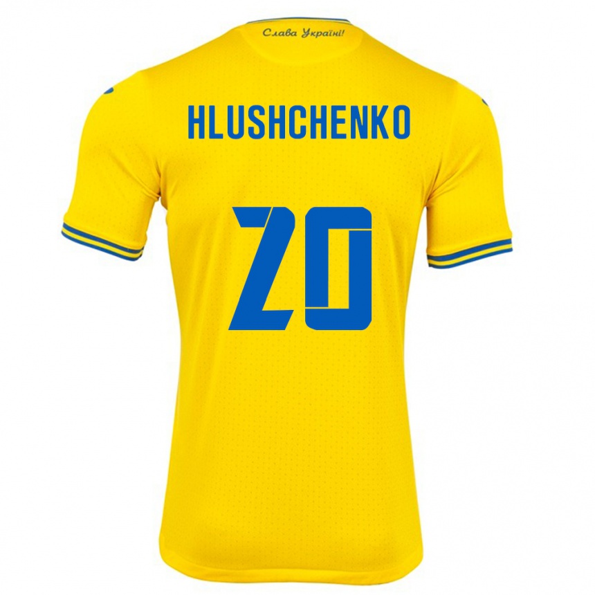 Men Football Ukraine Inna Hlushchenko #20 Yellow Home Jersey 24-26 T-Shirt Canada