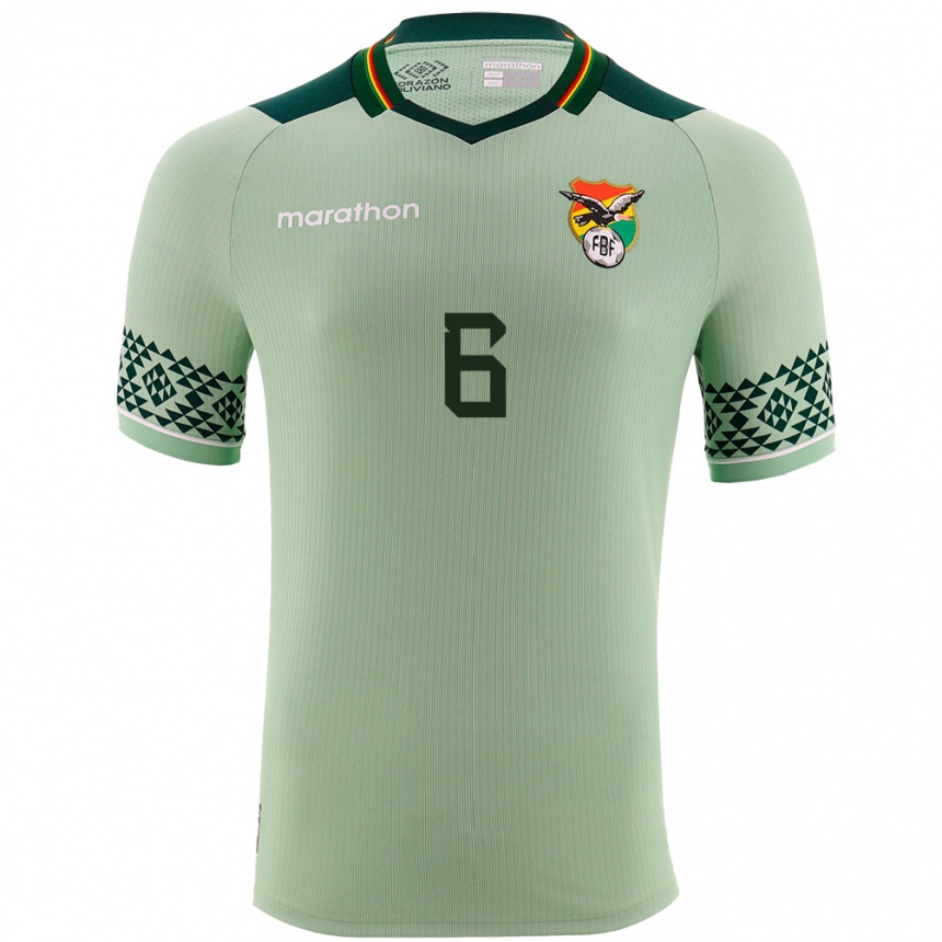 Men Football Bolivia Efraín Morales #6 Light Green Home Jersey 24-26 T-Shirt Canada