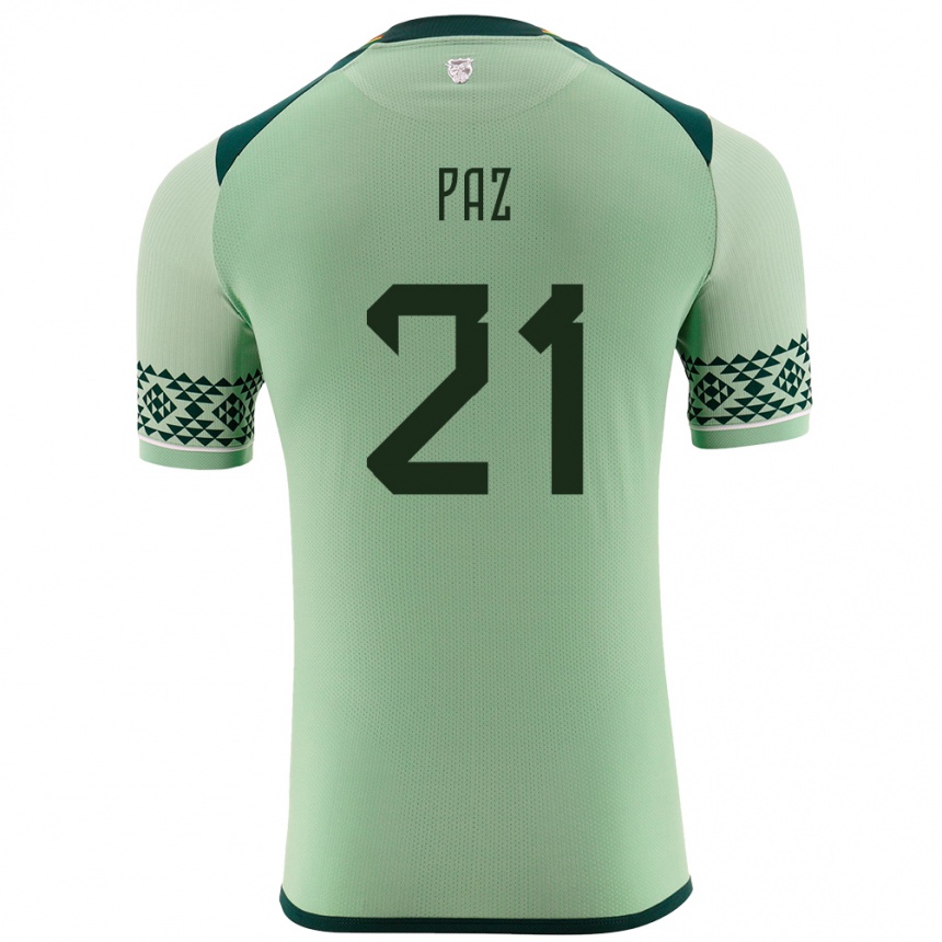 Men Football Bolivia Luis Paz #21 Light Green Home Jersey 24-26 T-Shirt Canada