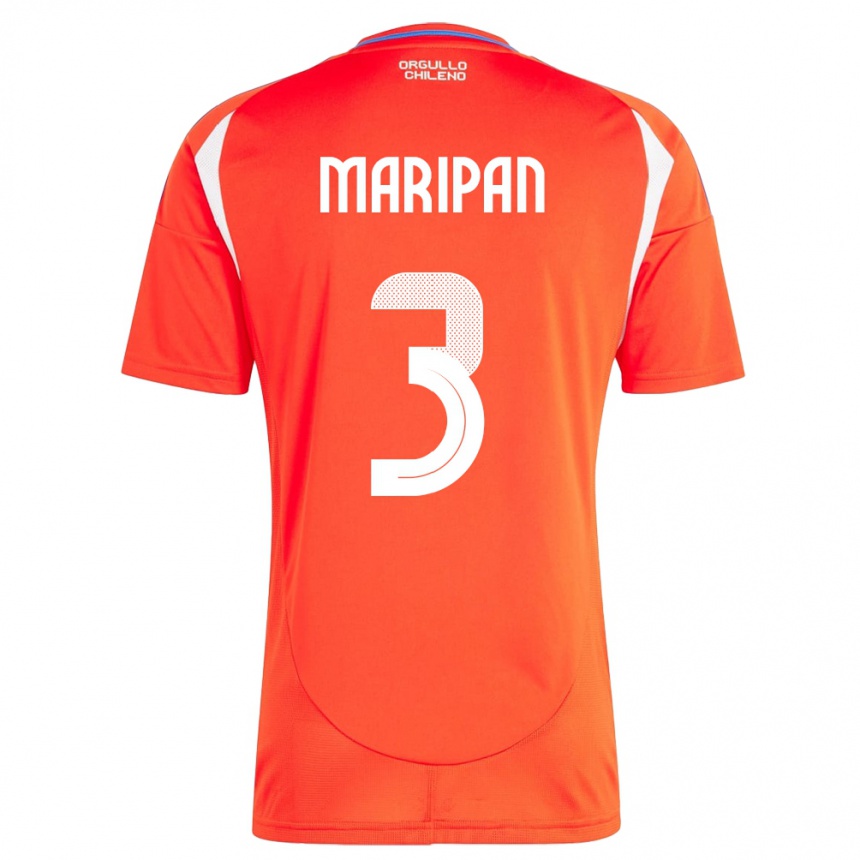 Men Football Chile Guillermo Maripán #3 Red Home Jersey 24-26 T-Shirt Canada