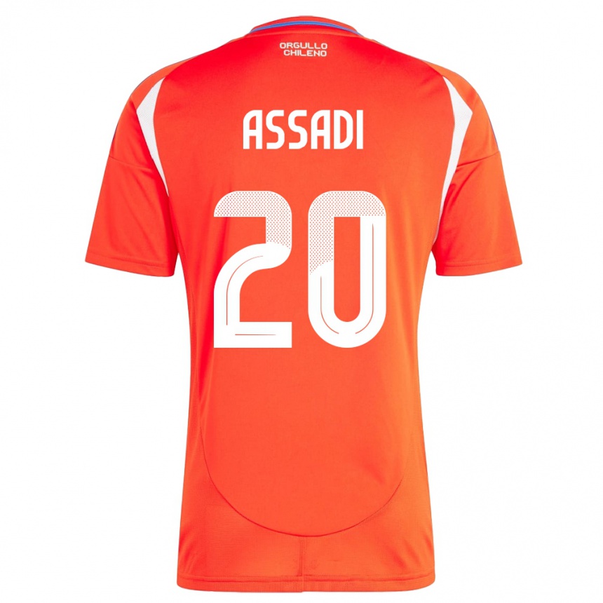 Men Football Chile Lucas Assadi #20 Red Home Jersey 24-26 T-Shirt Canada