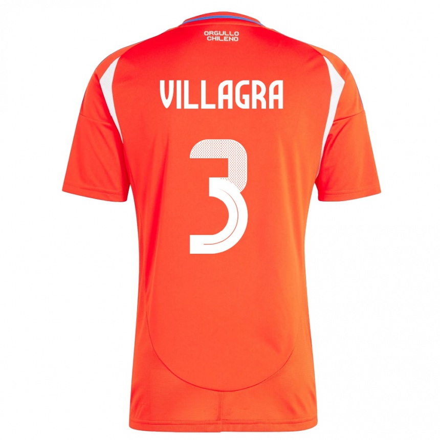 Men Football Chile Jonathan Villagra #3 Red Home Jersey 24-26 T-Shirt Canada