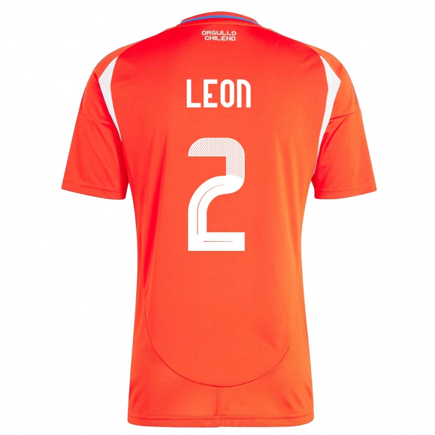 Men Football Chile Maicol León #2 Red Home Jersey 24-26 T-Shirt Canada