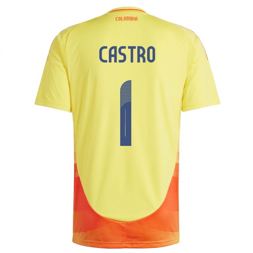 Men Football Colombia Danny Castro #1 Yellow Home Jersey 24-26 T-Shirt Canada