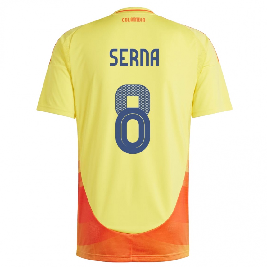 Men Football Colombia Liced Serna #8 Yellow Home Jersey 24-26 T-Shirt Canada