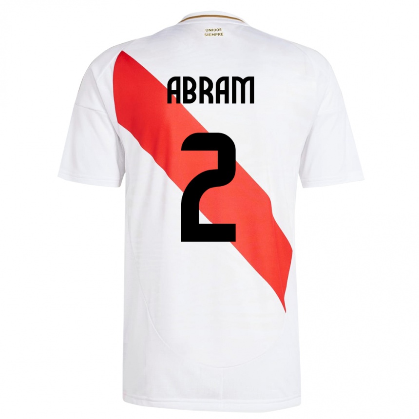 Men Football Peru Luis Abram #2 White Home Jersey 24-26 T-Shirt Canada