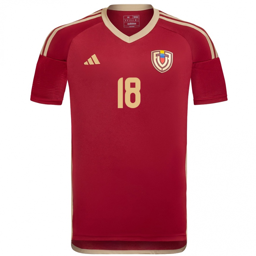 Men Football Venezuela Ysaura Viso #18 Burgundy Home Jersey 24-26 T-Shirt Canada