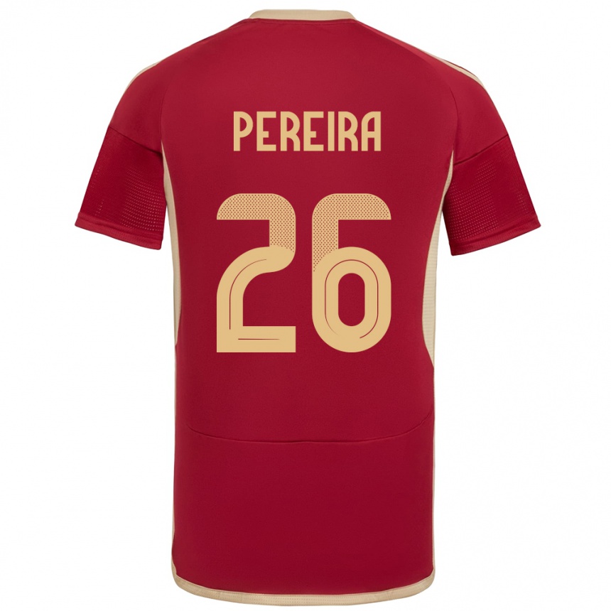 Men Football Venezuela Daniel Pereira #26 Burgundy Home Jersey 24-26 T-Shirt Canada