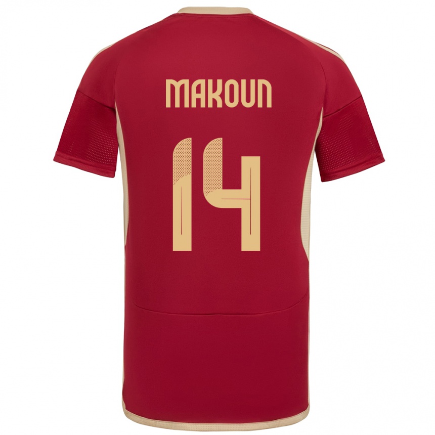 Men Football Venezuela Christian Makoun #14 Burgundy Home Jersey 24-26 T-Shirt Canada