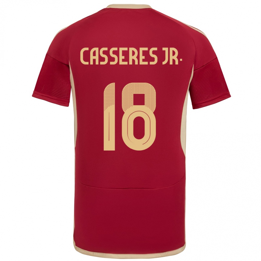 Men Football Venezuela Cristian Cásseres Jr. #18 Burgundy Home Jersey 24-26 T-Shirt Canada