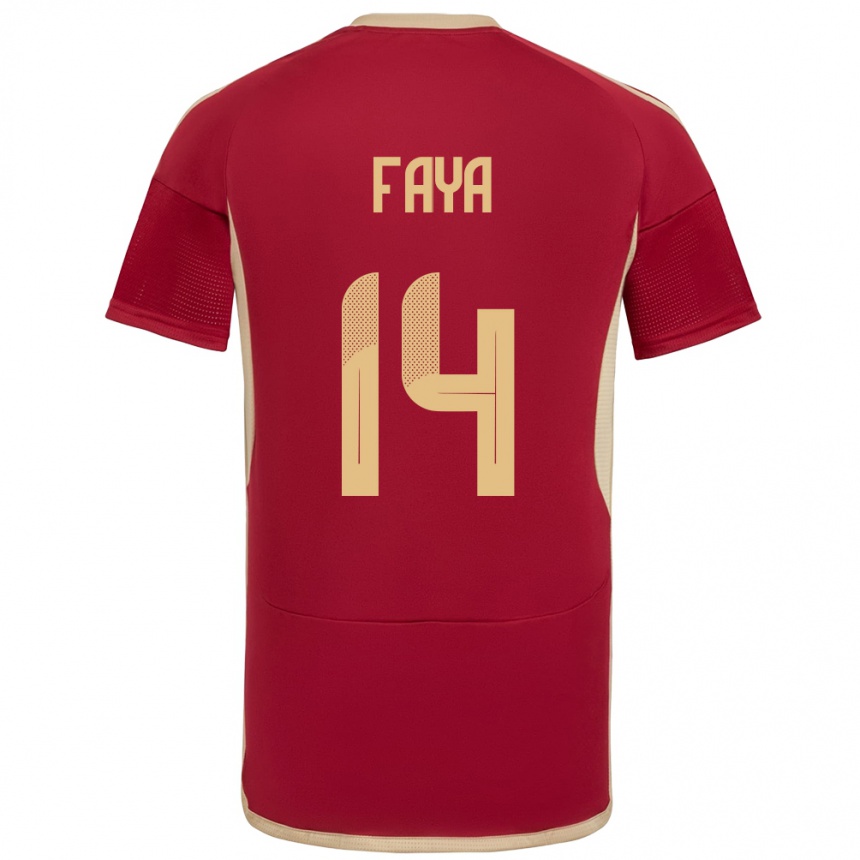 Men Football Venezuela Carlos Faya #14 Burgundy Home Jersey 24-26 T-Shirt Canada