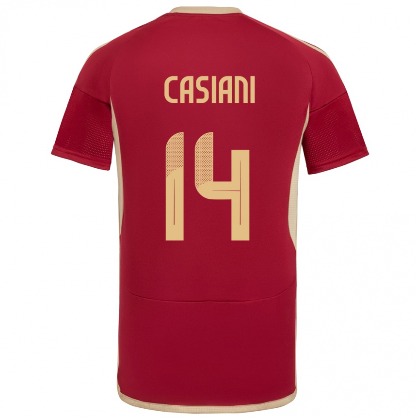 Men Football Venezuela Luis Casiani #14 Burgundy Home Jersey 24-26 T-Shirt Canada