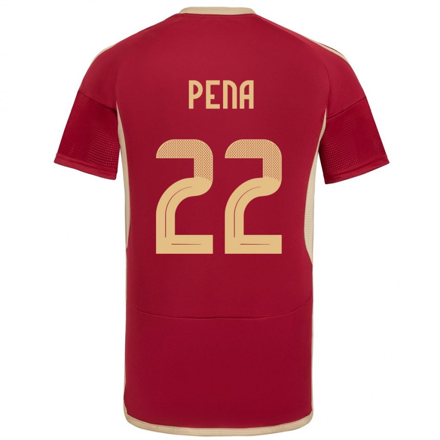 Men Football Venezuela Lewuis Peña #22 Burgundy Home Jersey 24-26 T-Shirt Canada