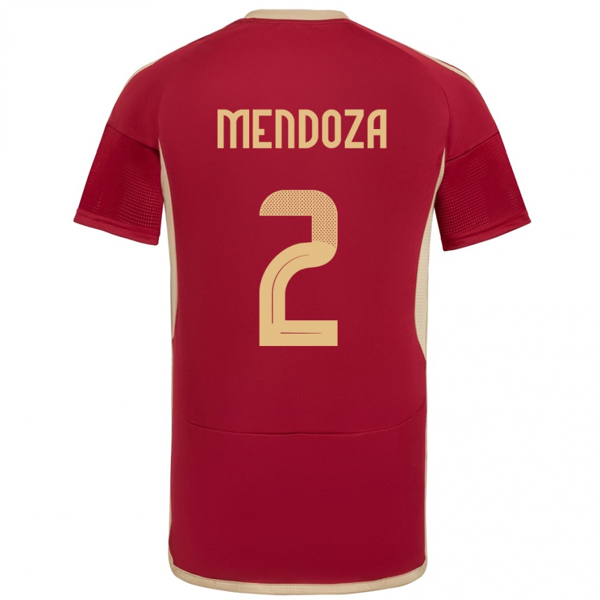 Men Football Venezuela Rafanny Mendoza #2 Burgundy Home Jersey 24-26 T-Shirt Canada