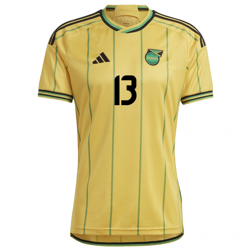 Men Football Jamaica Rebecca Spencer #13 Yellow Home Jersey 24-26 T-Shirt Canada