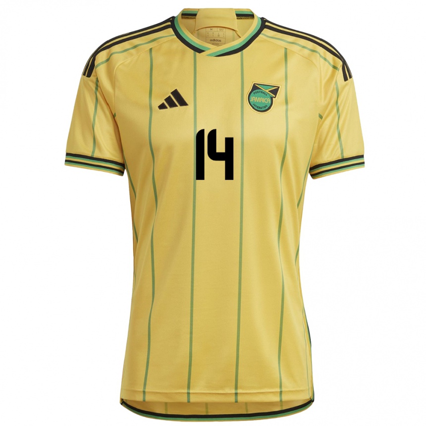 Men Football Jamaica Ricshya Walker #14 Yellow Home Jersey 24-26 T-Shirt Canada