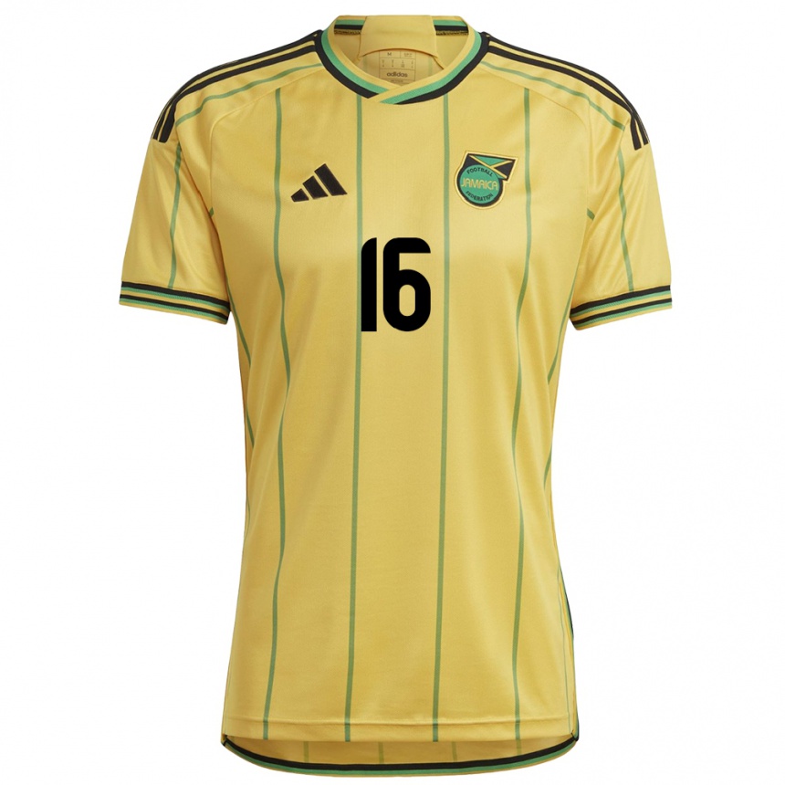 Men Football Jamaica Brian Burkett #16 Yellow Home Jersey 24-26 T-Shirt Canada