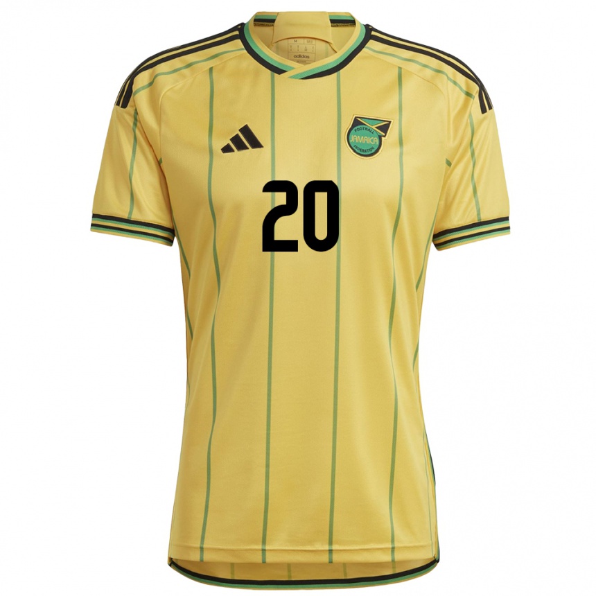 Men Football Jamaica Dunsting Cohen #20 Yellow Home Jersey 24-26 T-Shirt Canada