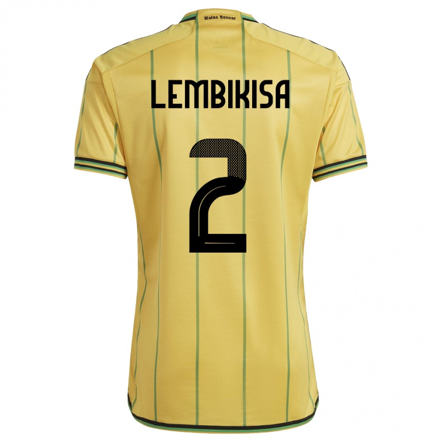 Men Football Jamaica Dexter Lembikisa #2 Yellow Home Jersey 24-26 T-Shirt Canada