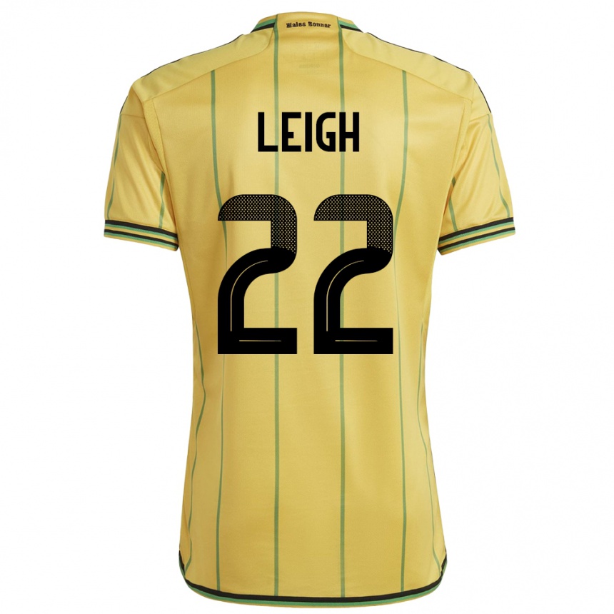 Men Football Jamaica Greg Leigh #22 Yellow Home Jersey 24-26 T-Shirt Canada