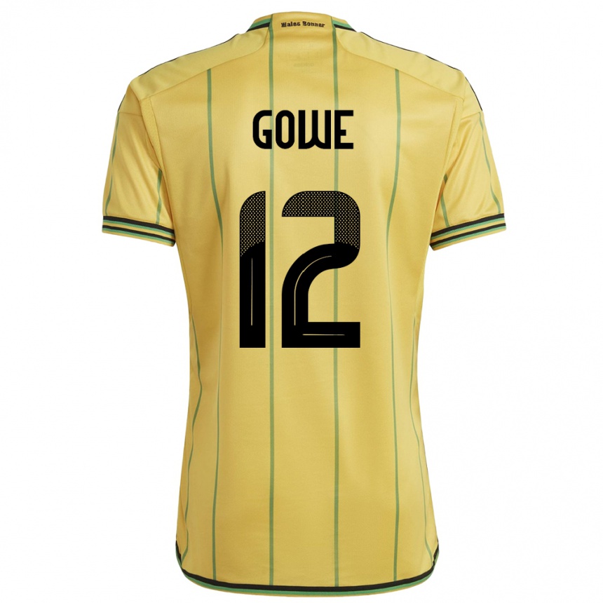 Men Football Jamaica Tyrese Gowe #12 Yellow Home Jersey 24-26 T-Shirt Canada