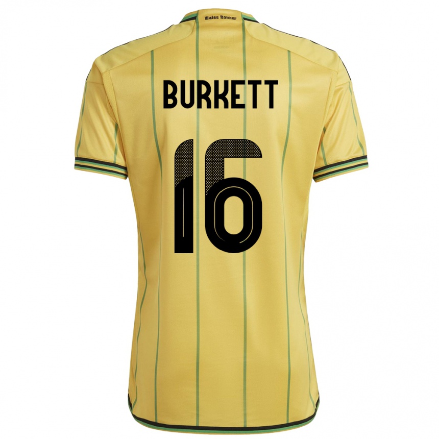 Men Football Jamaica Brian Burkett #16 Yellow Home Jersey 24-26 T-Shirt Canada