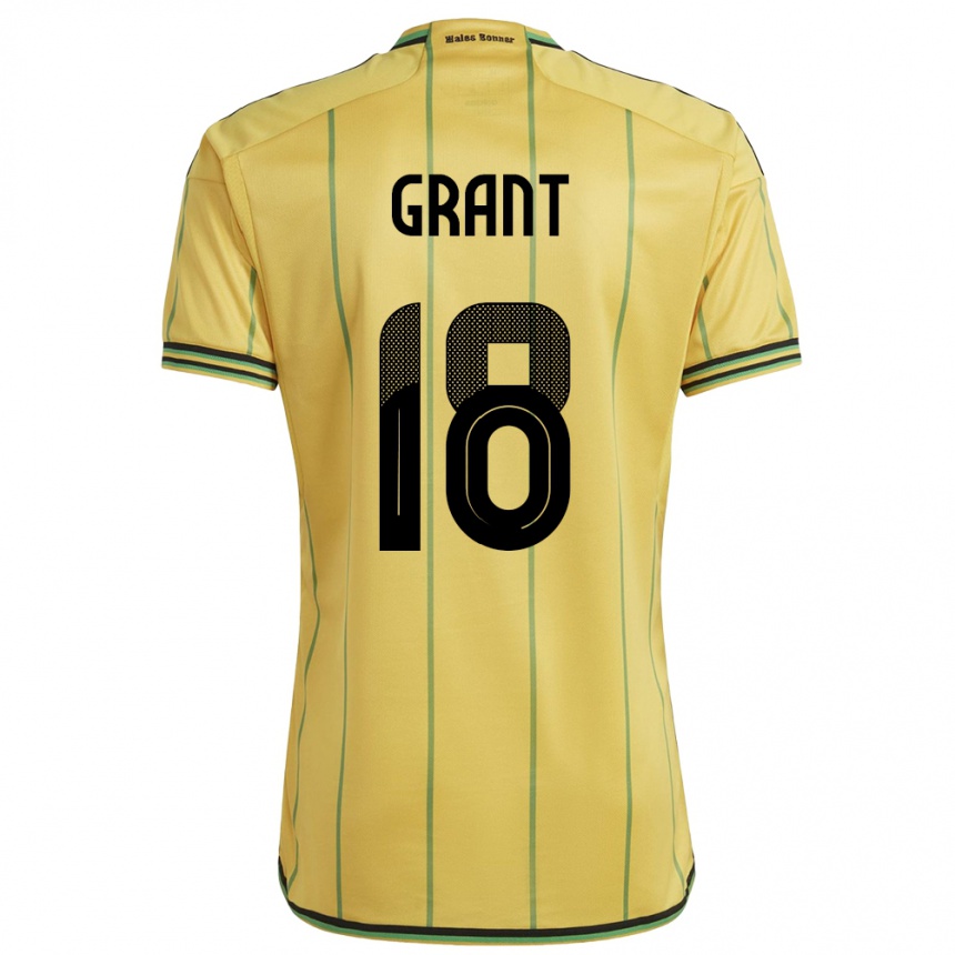 Men Football Jamaica George Grant #18 Yellow Home Jersey 24-26 T-Shirt Canada