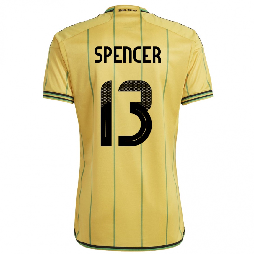 Men Football Jamaica Rebecca Spencer #13 Yellow Home Jersey 24-26 T-Shirt Canada