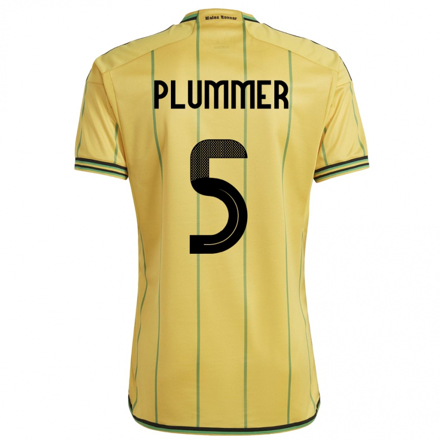 Men Football Jamaica Konya Plummer #5 Yellow Home Jersey 24-26 T-Shirt Canada