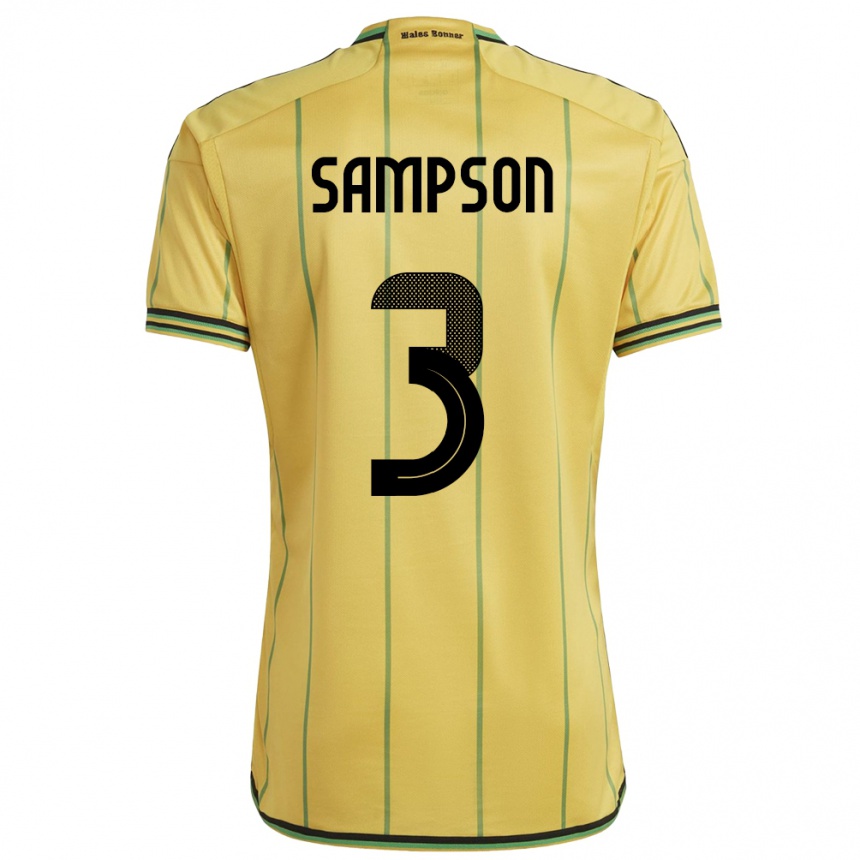 Men Football Jamaica Vyan Sampson #3 Yellow Home Jersey 24-26 T-Shirt Canada