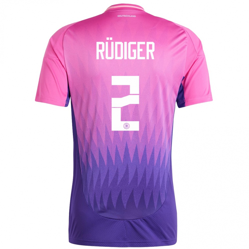 Men Football Germany Antonio Rudiger #2 Pink Purple Away Jersey 24-26 T-Shirt Canada