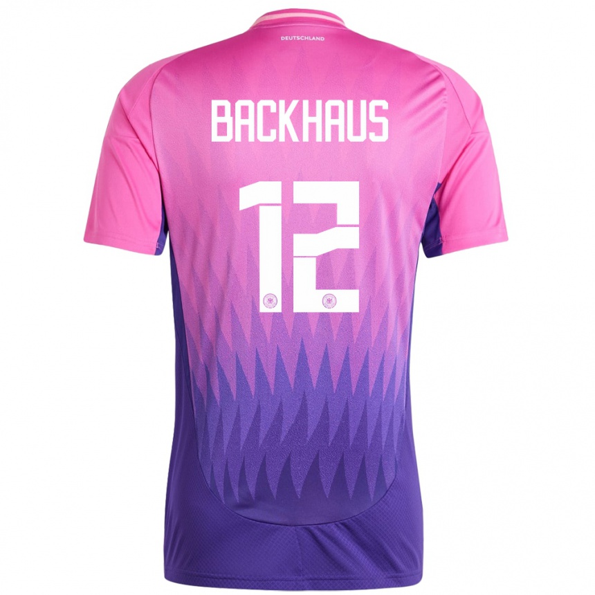 Men Football Germany Mio Backhaus #12 Pink Purple Away Jersey 24-26 T-Shirt Canada