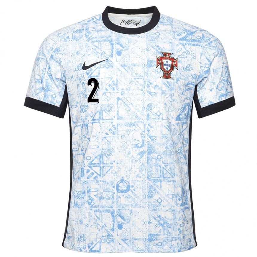 Men Football Portugal Tiago Djalo #2 Cream Blue Away Jersey 24-26 T-Shirt Canada