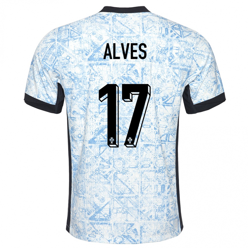 Men Football Portugal Lucia Alves #17 Cream Blue Away Jersey 24-26 T-Shirt Canada