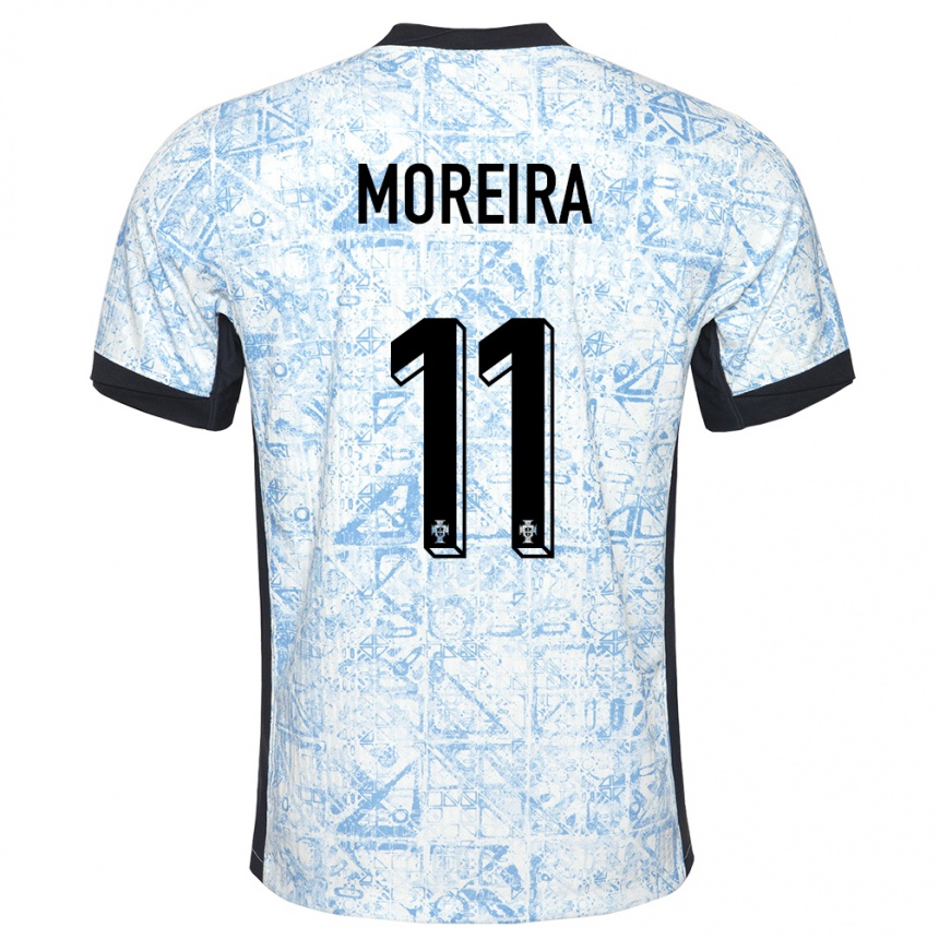 Men Football Portugal Diego Moreira #11 Cream Blue Away Jersey 24-26 T-Shirt Canada