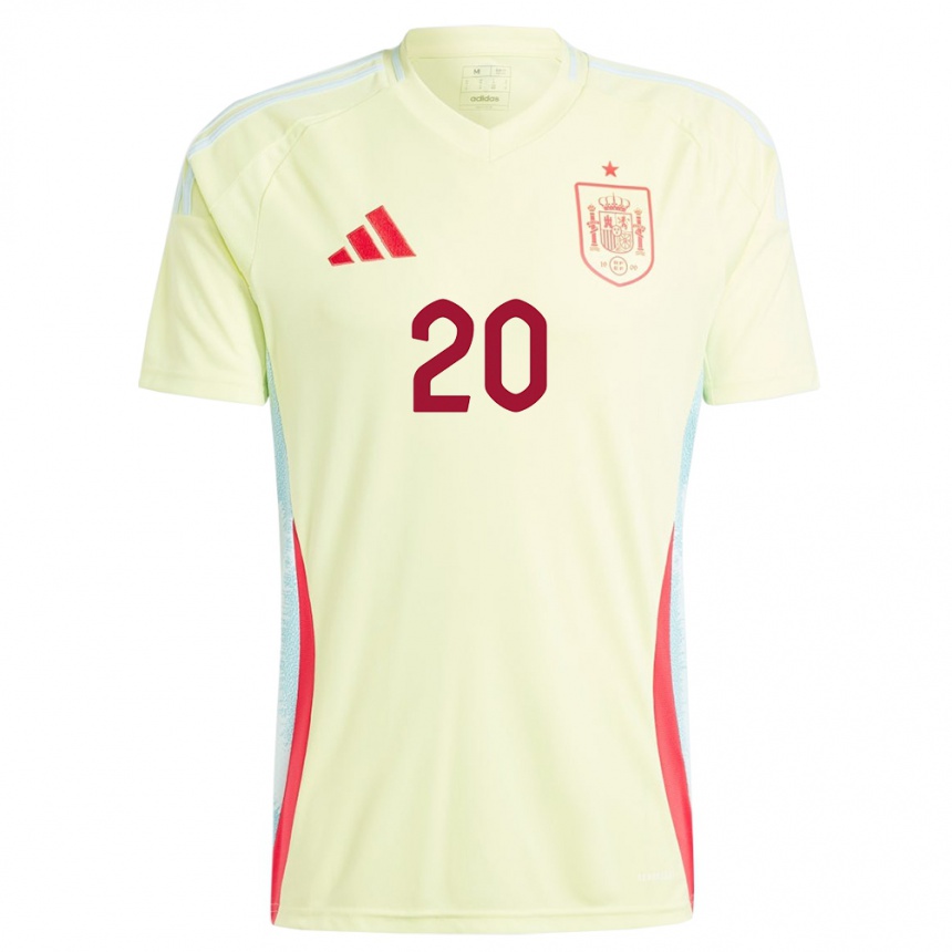 Men Football Spain Nuria Rabano #20 Yellow Away Jersey 24-26 T-Shirt Canada