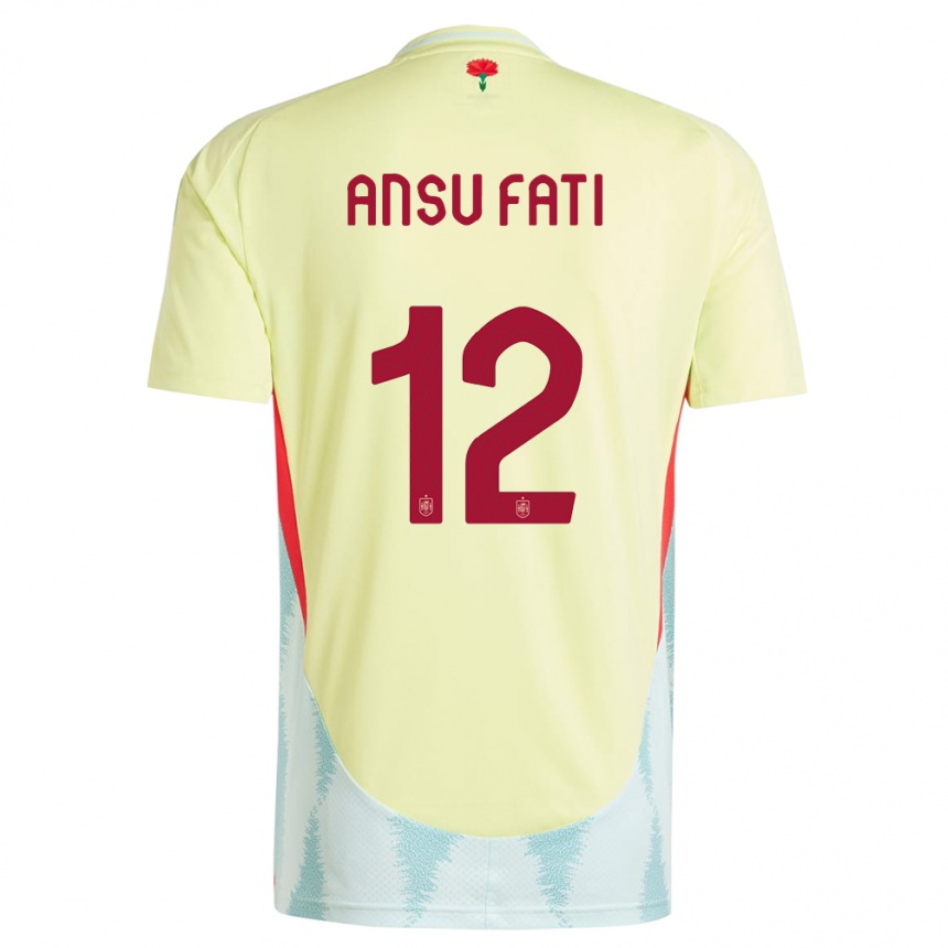 Men Football Spain Ansu Fati #12 Yellow Away Jersey 24-26 T-Shirt Canada