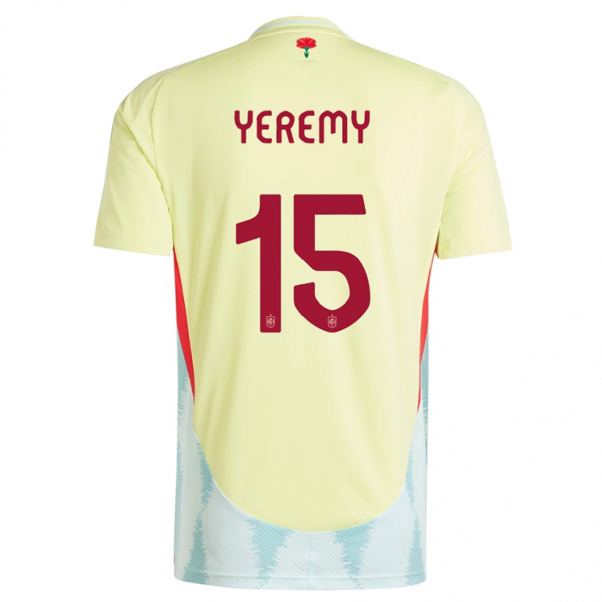 Men Football Spain Yeremy Pino #15 Yellow Away Jersey 24-26 T-Shirt Canada