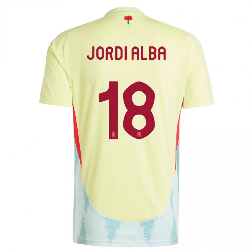 Men Football Spain Jordi Alba #18 Yellow Away Jersey 24-26 T-Shirt Canada