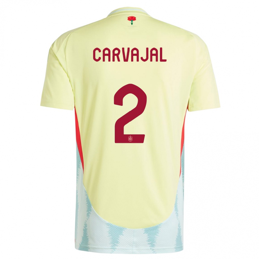 Men Football Spain Daniel Carvajal #2 Yellow Away Jersey 24-26 T-Shirt Canada